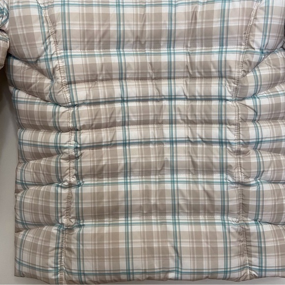 BEIGE ecru Woolrich down jacket puffer plaid ecru nude turquoise neutral - Picture 4 of 16
